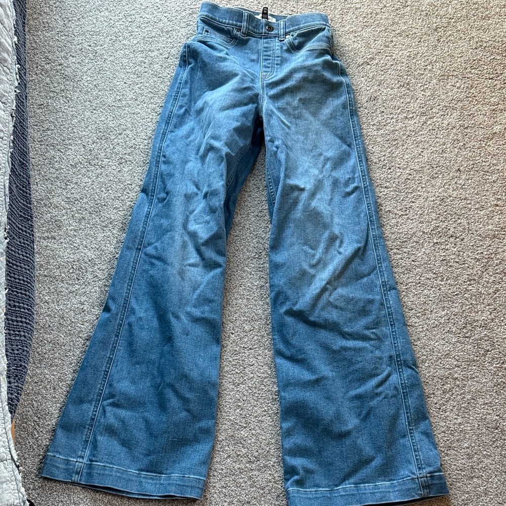 SPANX Wide-Leg Flare Jeans in Medium Blue